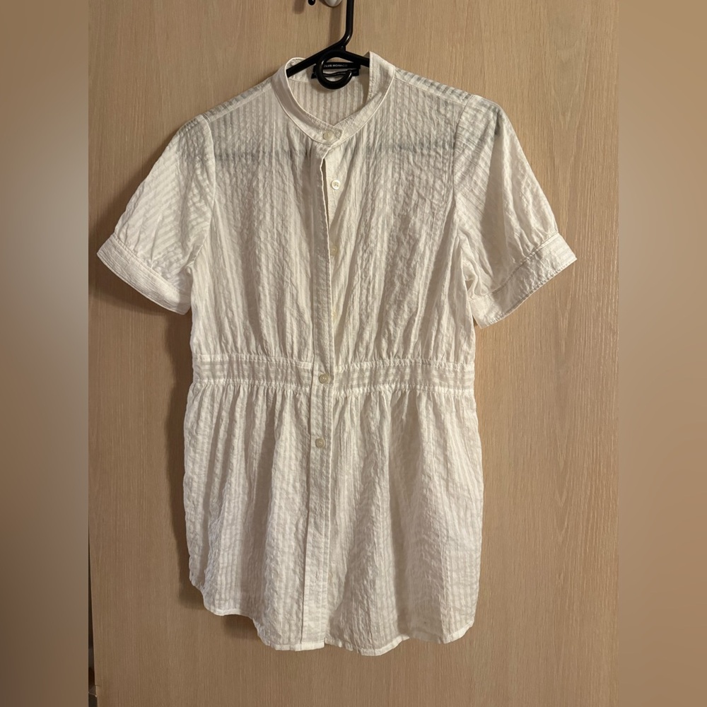 Club Monaco Elegant Textured Fabric White Blouse